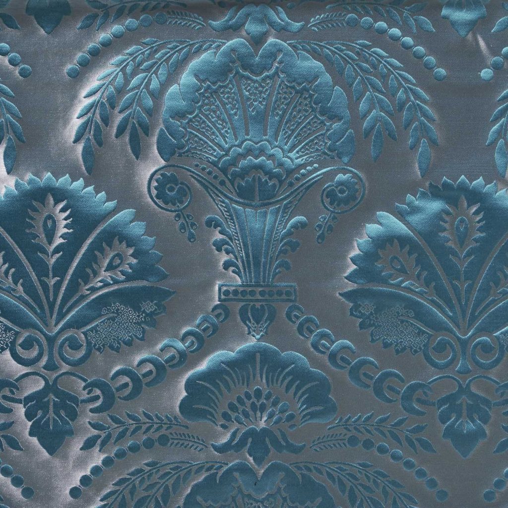 Damas bleu tissé ton sur ton